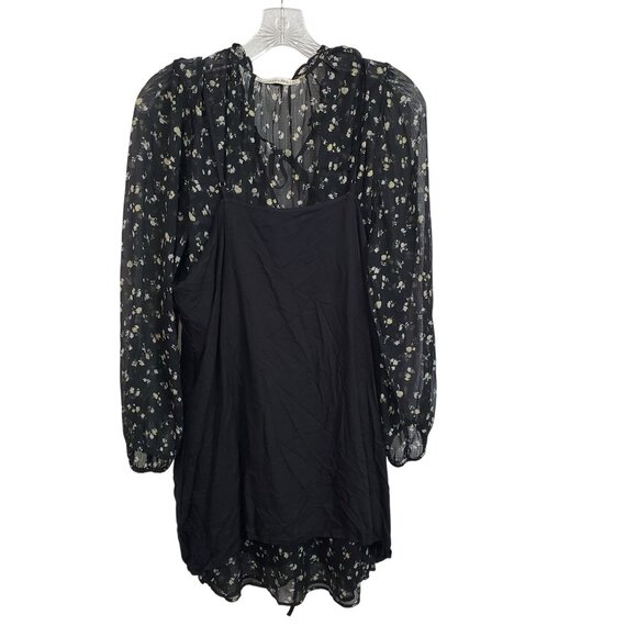 Abercrombie Fitch Dress XLP Petite XL Floral Tiered Chiffon Sheer Puff Sleeve - Picture 11 of 11